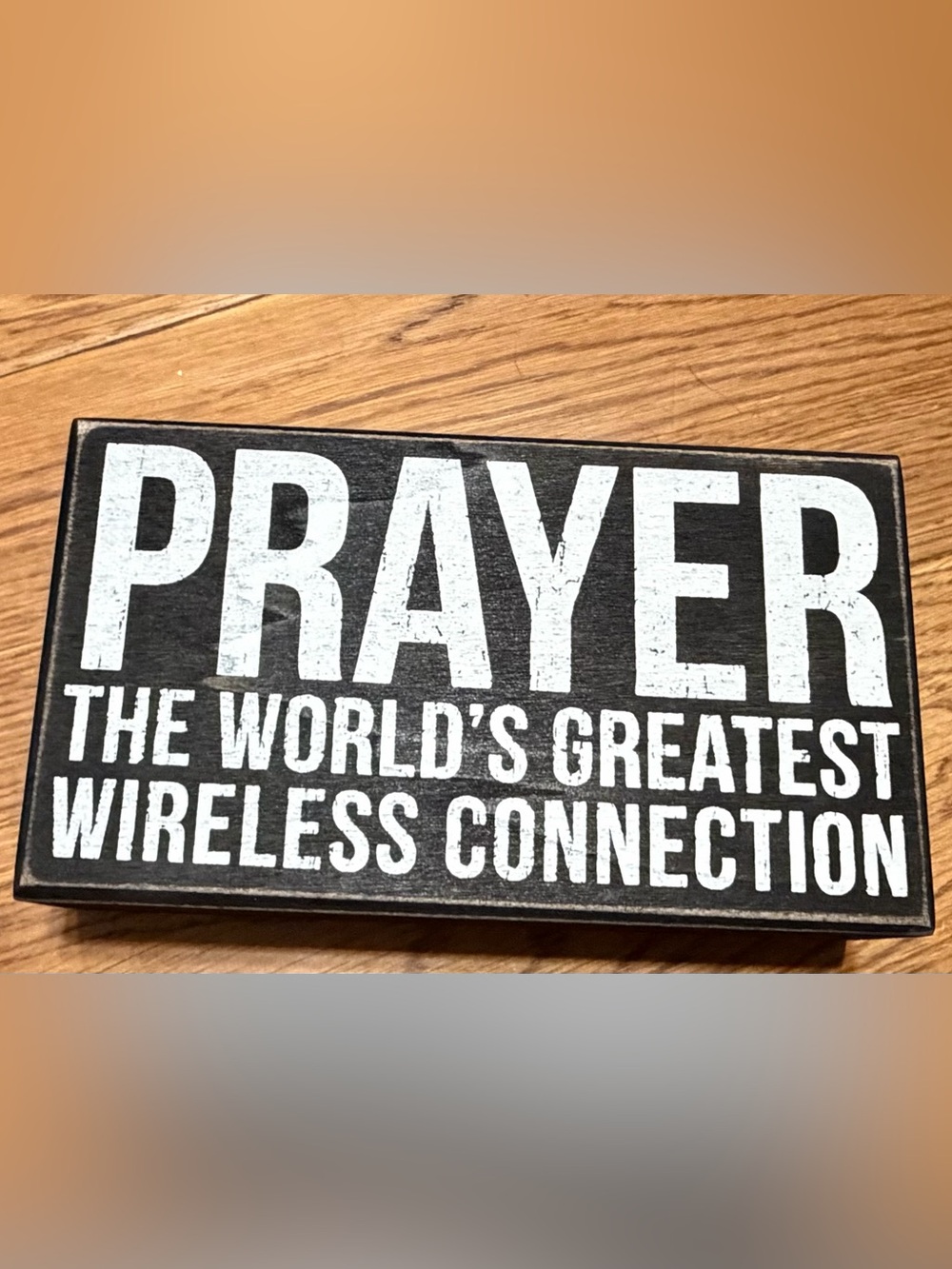 Black Wooden Sign with White Block Lettering - "PRAYER" —New